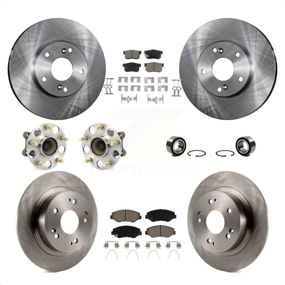 Hub Bearings Disc Brake Rotors And Pads Front Rear Kit (10Pc) For Honda Accord