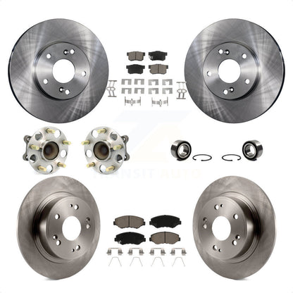 Hub Bearings Disc Brake Rotors And Pads Front Rear Kit (10Pc) For Honda Accord