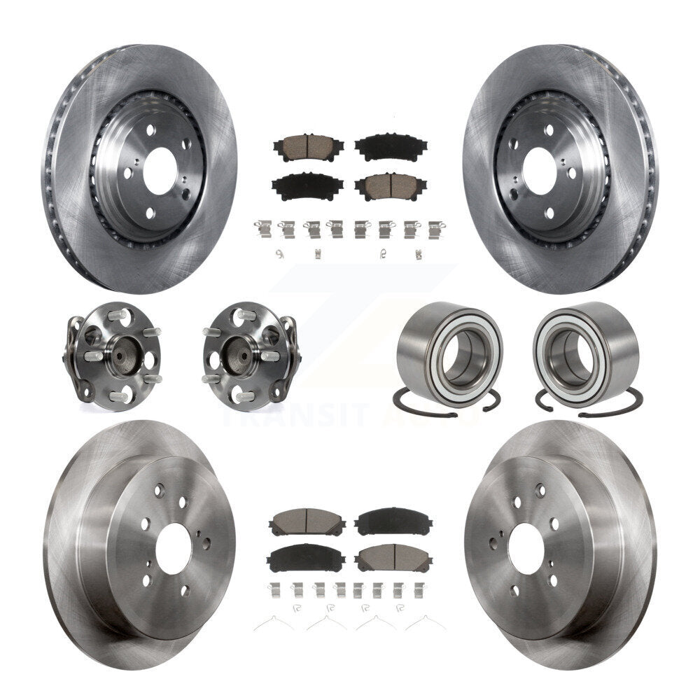 Hub Bearing Brake Rotor & Pads Front Rear Kit (10Pc) For 11-20 Toyota Sienna FWD