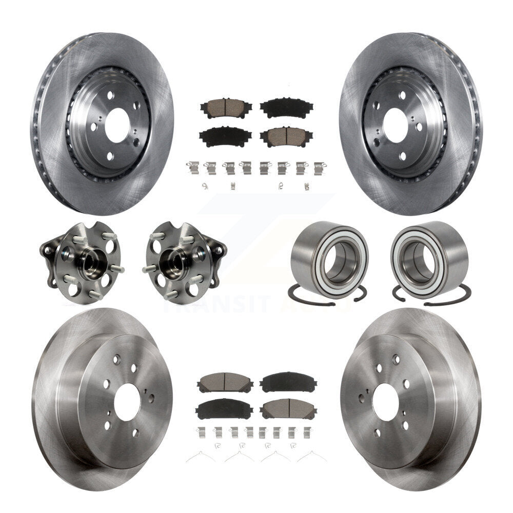 Hub Bearing Brake Rotor & Pads Front Rear Kit (10Pc) For 11-20 Toyota Sienna AWD