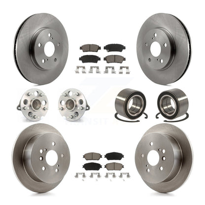 Hub Bearing Brake Rotor & Pads Front Rear Kit (10Pc) For 04-10 Toyota Sienna FWD