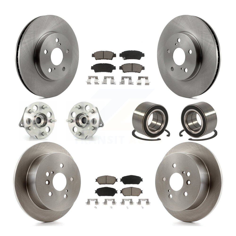 Hub Bearing Brake Rotor & Pads Front Rear Kit (10Pc) For 04-10 Toyota Sienna AWD