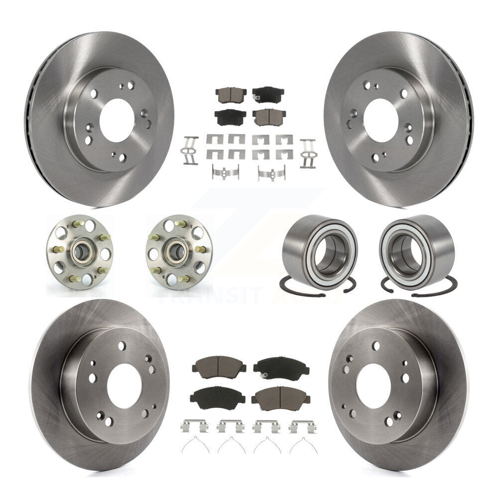 Hub Bearing Disc Brake Rotor Pad Front Rear Kit (10Pc) For Honda Civic Acura RSX