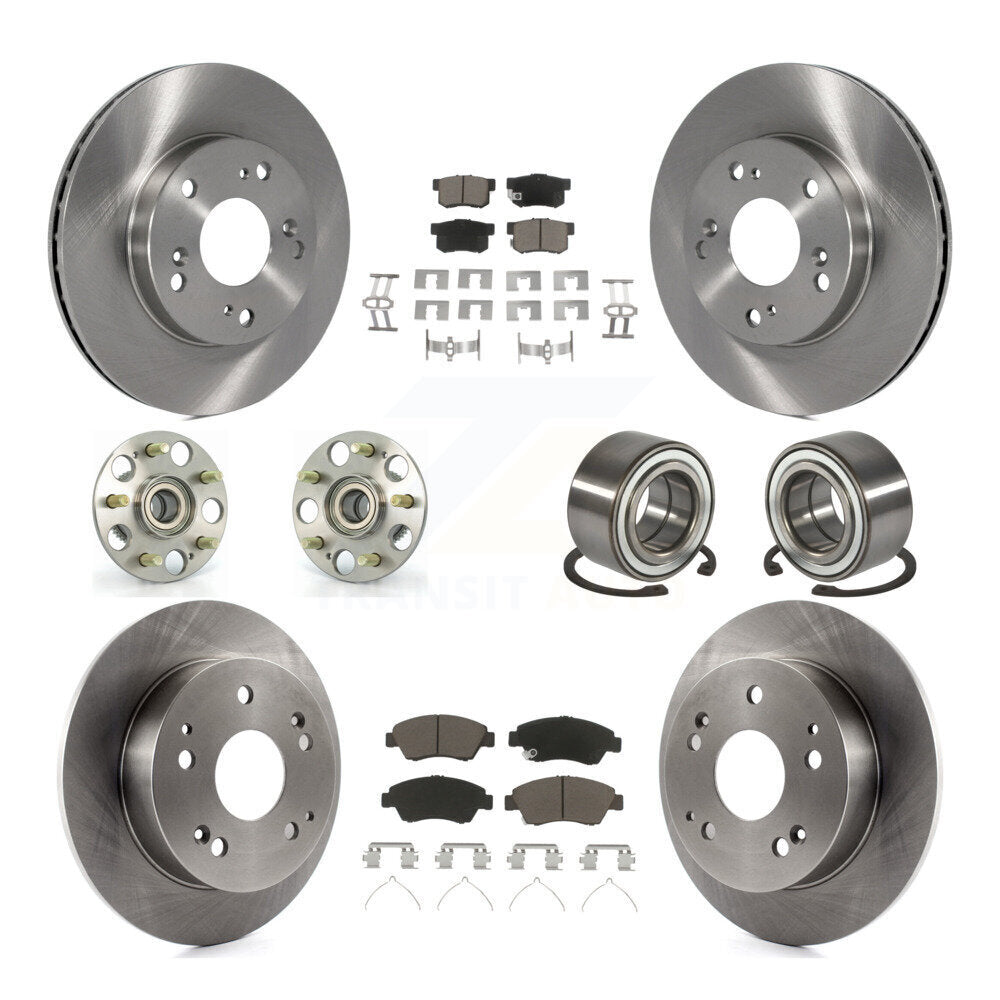 Hub Bearing Disc Brake Rotor Pads Front Rear Kit (10Pc) For 2004 Honda Civic SiR