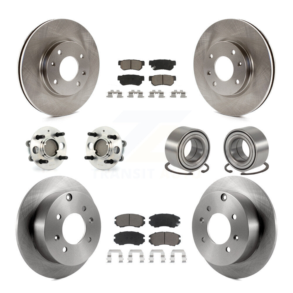 Hub Bearing Brake Rotor Pads Front Rear Kit (10Pc) For Hyundai Sonata Kia Optima