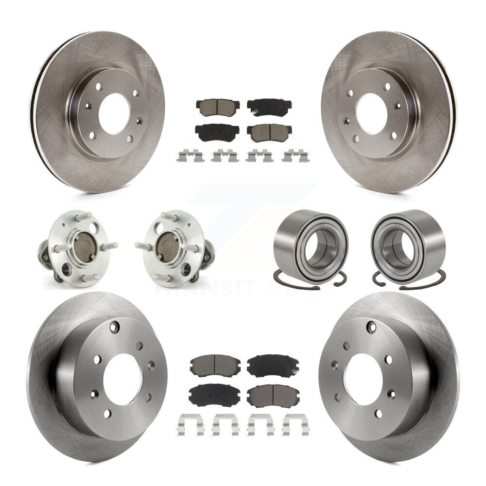 Hub Bearing Brake Rotor Pads Front Rear Kit (10Pc) For Hyundai Sonata Kia Optima