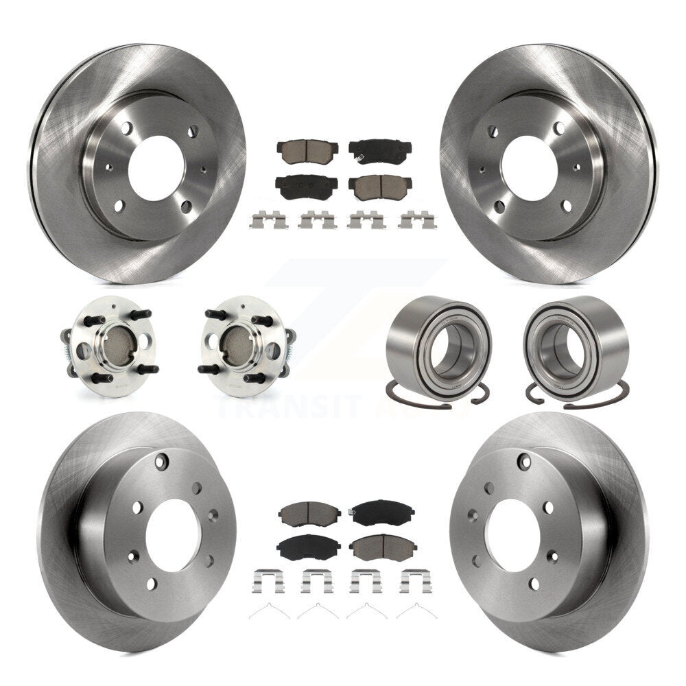 Hub Bearing Brake Rotor Pad Front Rear Kit (10Pc) For Hyundai Sonata 4-Wheel ABS