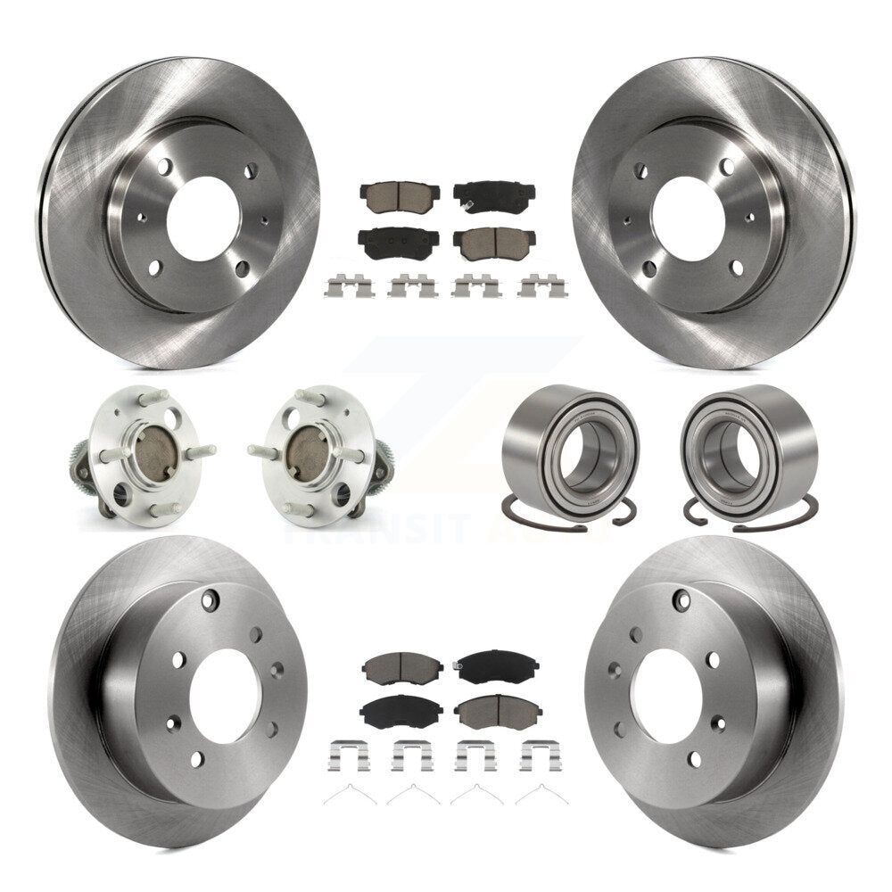 Hub Bearing Brake Rotor And Pad Front Rear Kit (10Pc) For Hyundai Sonata Non-ABS