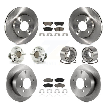 Hub Bearing Brake Rotor And Pad Front Rear Kit (10Pc) For Hyundai Sonata Non-ABS