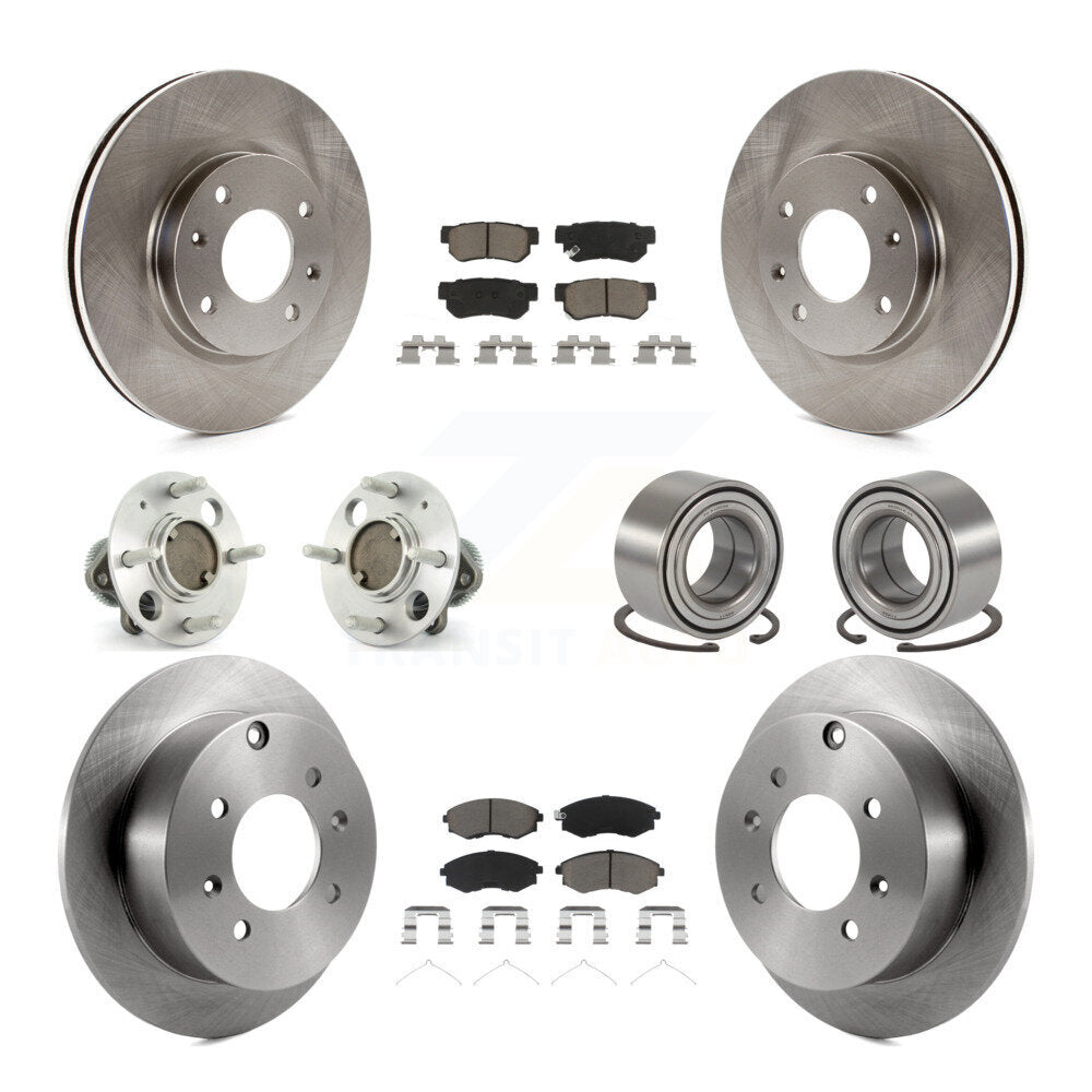 Hub Bearing Brake Rotor Pad Front Rear Kit (10Pc) For Hyundai Sonata To 09 03