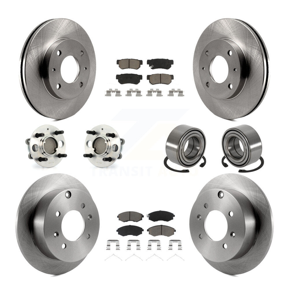 Hub Bearings Disc Brake Rotors And Pads Front Rear Kit (10Pc) For Hyundai Sonata
