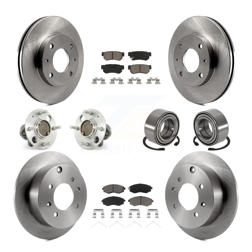 Hub Bearings Disc Brake Rotors And Pads Front Rear Kit (10Pc) For Hyundai Sonata
