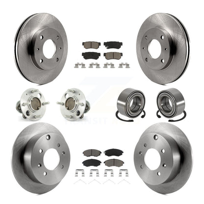 Hub Bearings Disc Brake Rotors And Pads Front Rear Kit (10Pc) For Hyundai Sonata