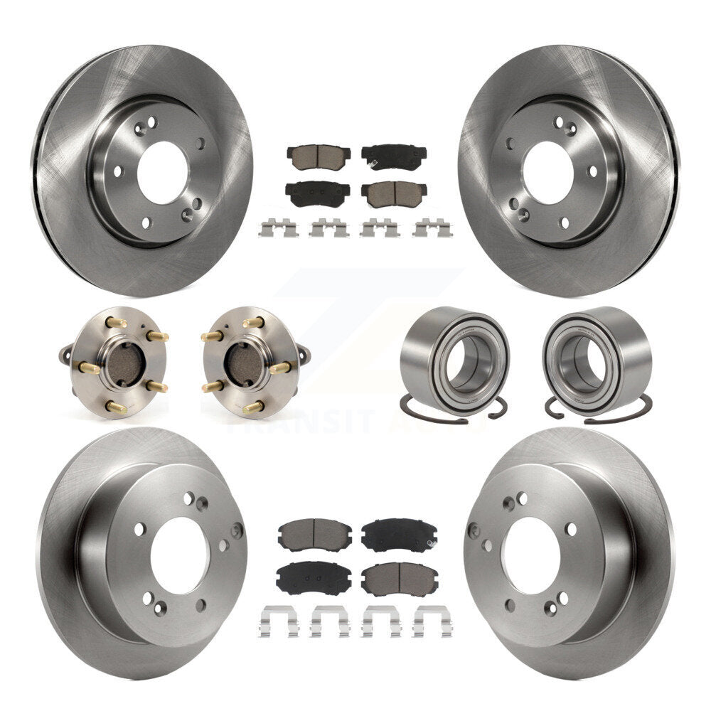 Hub Bearing Brake Rotor Pads Front Rear Kit (10Pc) For Hyundai Sonata Kia Optima