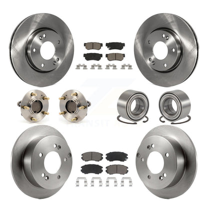 Hub Bearing Brake Rotor Pads Front Rear Kit (10Pc) For Hyundai Sonata Kia Optima