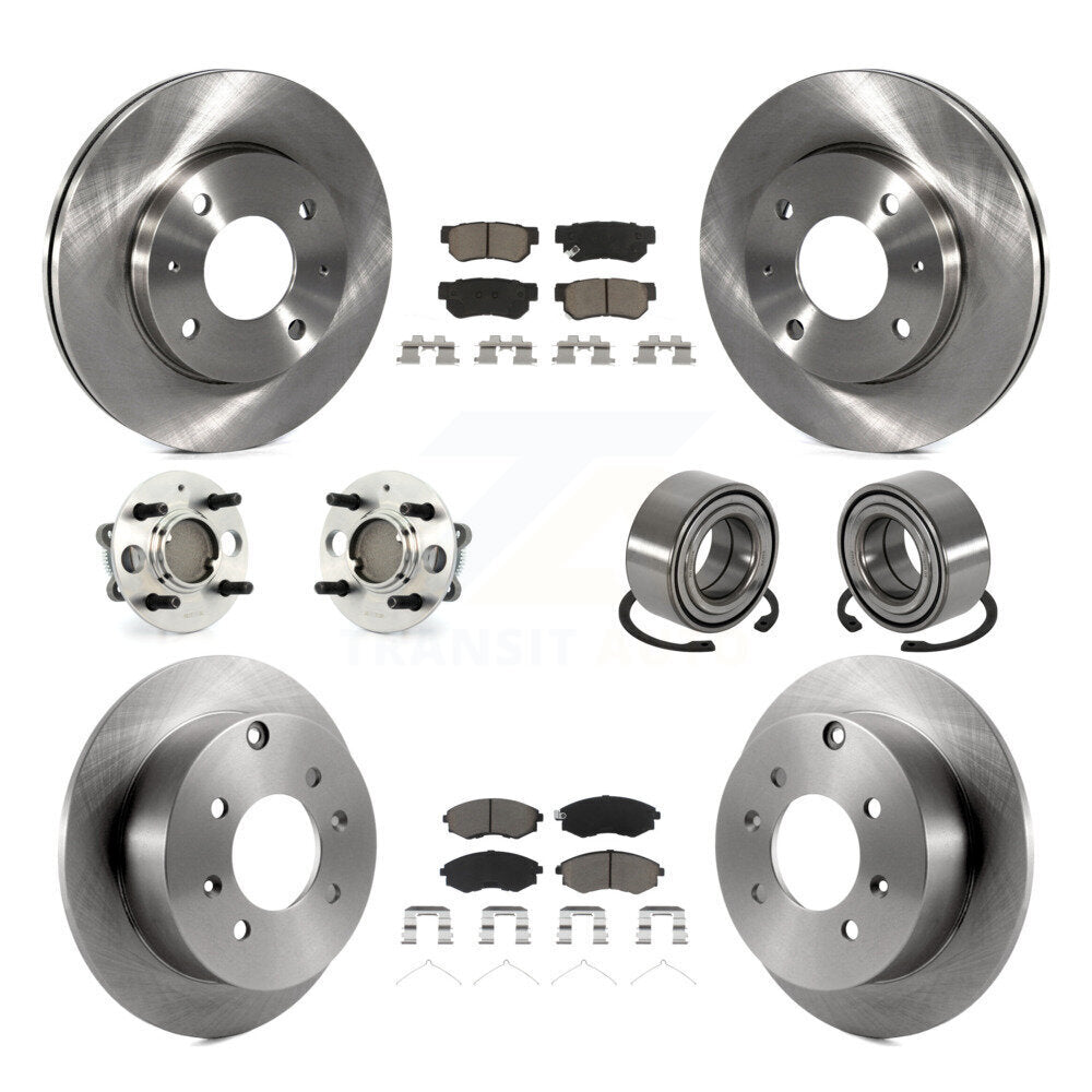 Hub Bearing Brake Rotor Pads Front Rear Kit (10Pc) For Hyundai Sonata Kia Optima