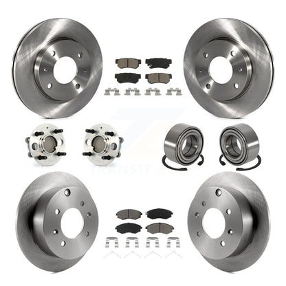 Hub Bearing Brake Rotor Pads Front Rear Kit (10Pc) For Hyundai Sonata Kia Optima
