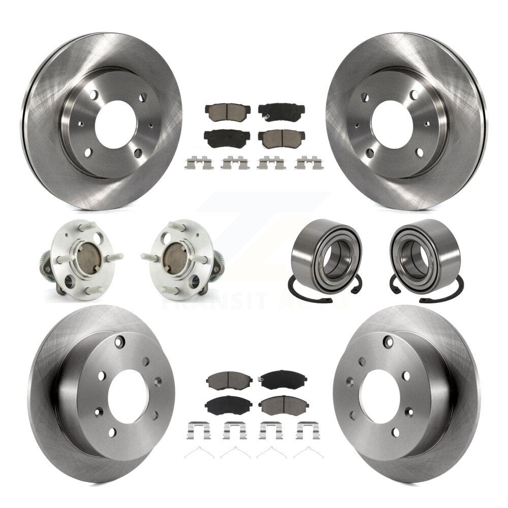 Hub Bearing Brake Rotor Pads Front Rear Kit (10Pc) For Hyundai Sonata Kia Optima