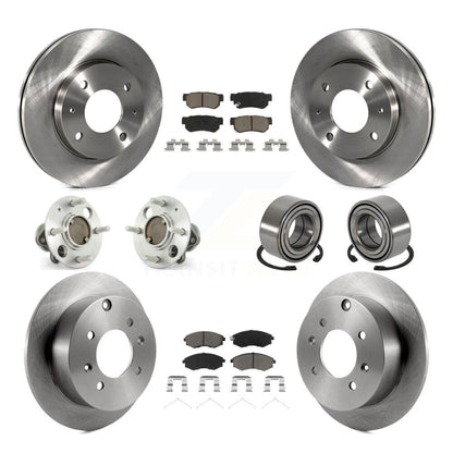Hub Bearing Brake Rotor Pads Front Rear Kit (10Pc) For Hyundai Sonata Kia Optima