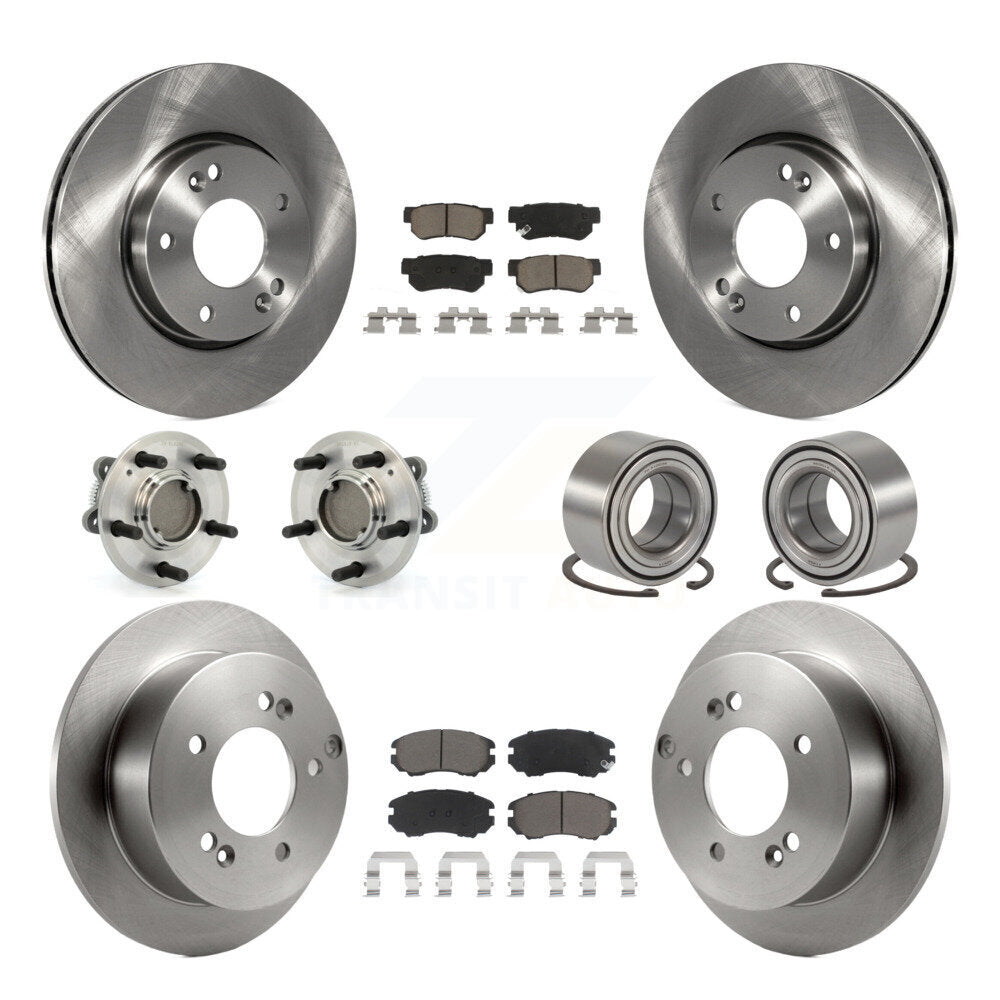 Hub Bearing Brake Rotor Pads Front Rear Kit (10Pc) For Hyundai Sonata Kia Optima