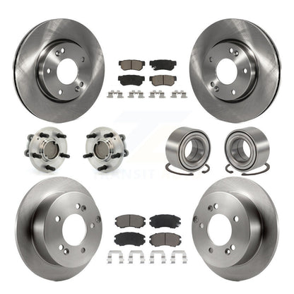 Hub Bearing Brake Rotor Pads Front Rear Kit (10Pc) For Hyundai Sonata Kia Optima