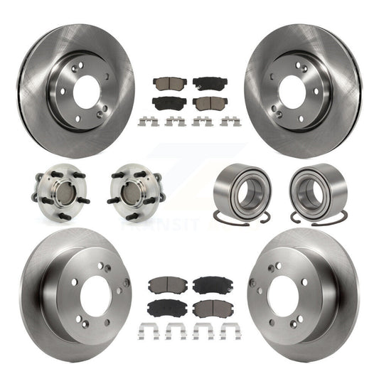 Hub Bearing Brake Rotor Pads Front Rear Kit (10Pc) For Hyundai Sonata Kia Optima