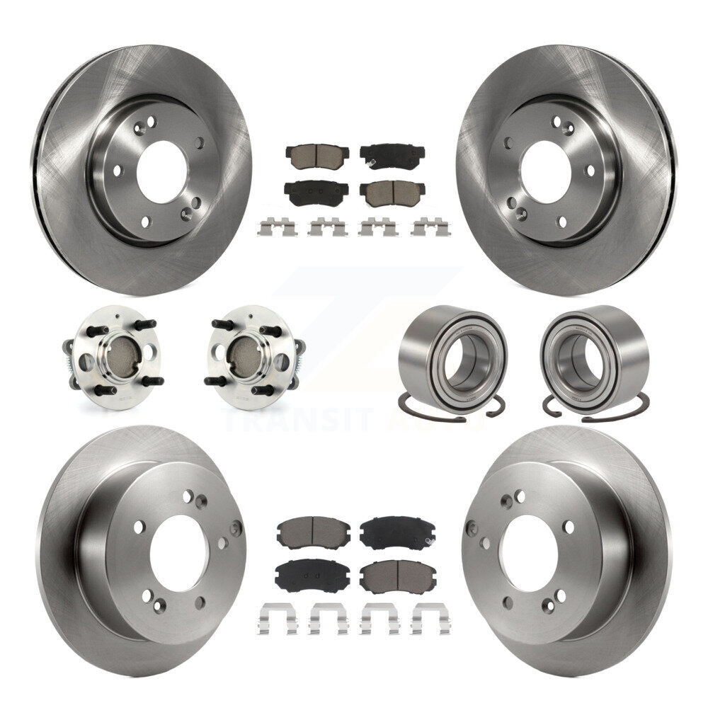 Hub Bearing Brake Rotor Pad Front Rear Kit (10Pc) For Hyundai Sonata 4-Wheel ABS