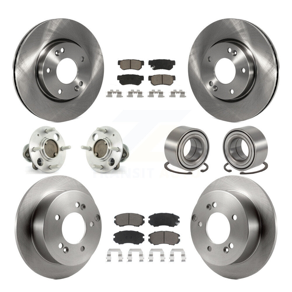 Hub Bearing Brake Rotor Pads Front Rear Kit (10Pc) For 05 Hyundai Sonata Non-ABS