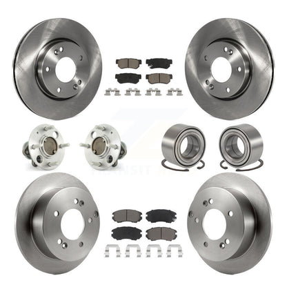 Hub Bearing Brake Rotor Pads Front Rear Kit (10Pc) For 05 Hyundai Sonata Non-ABS