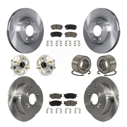 Hub Bearing Brake Rotor & Pads Front Rear Kit (10Pc) For Hyundai Accent Kia Rio5