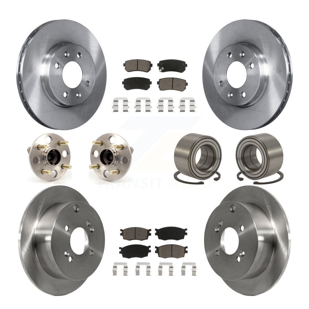 Hub Bearing Brake Rotor And Pad Front Rear Kit (10Pc) For Hyundai Accent Kia Rio