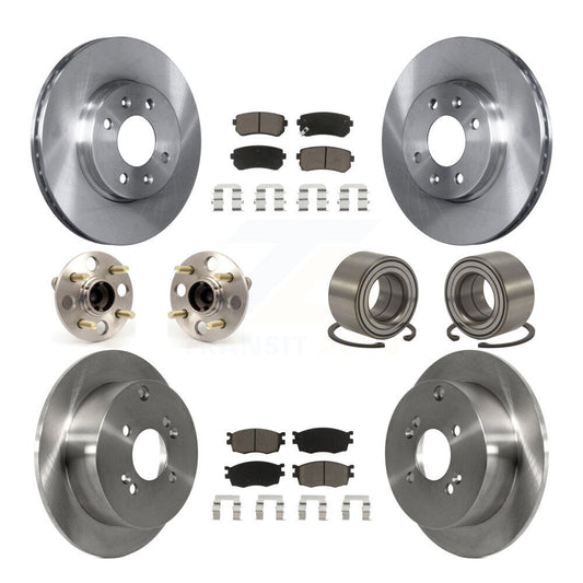 Hub Bearing Brake Rotor And Pad Front Rear Kit (10Pc) For Hyundai Accent Kia Rio