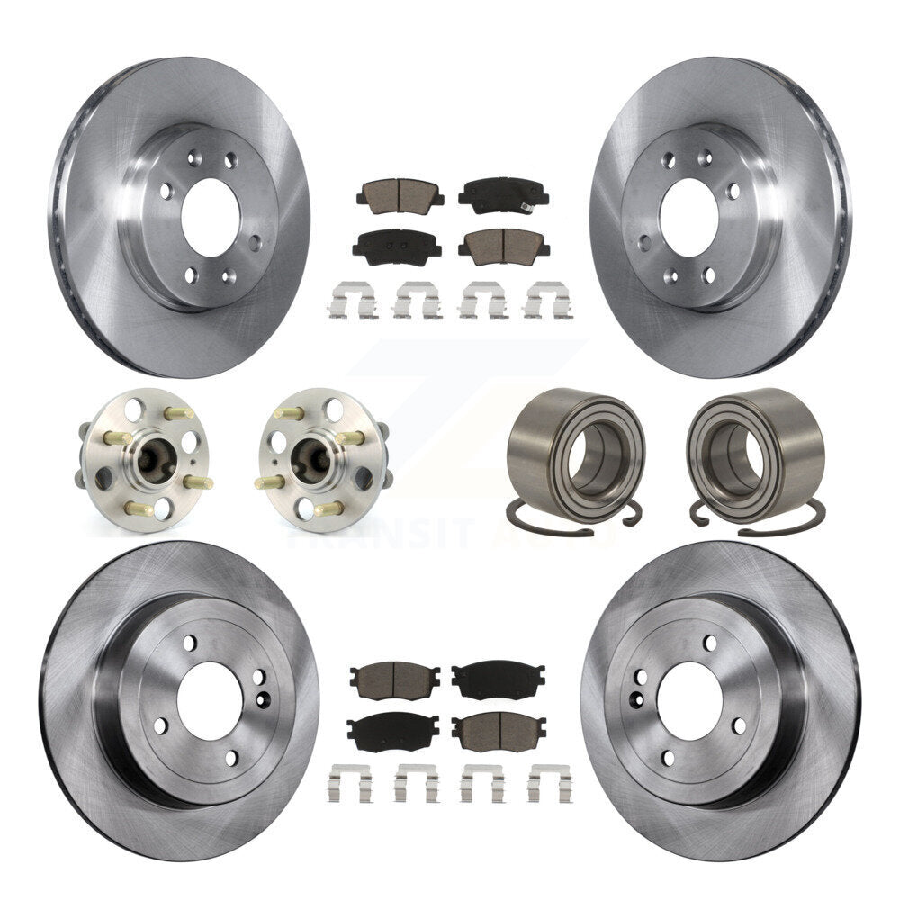 Hub Bearing Brake Rotor Pad Front Rear Kit (10Pc) For Hyundai Accent 4-Wheel ABS