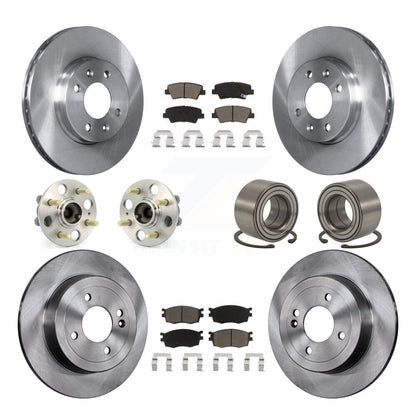 Hub Bearing Brake Rotor Pad Front Rear Kit (10Pc) For Hyundai Accent 4-Wheel ABS