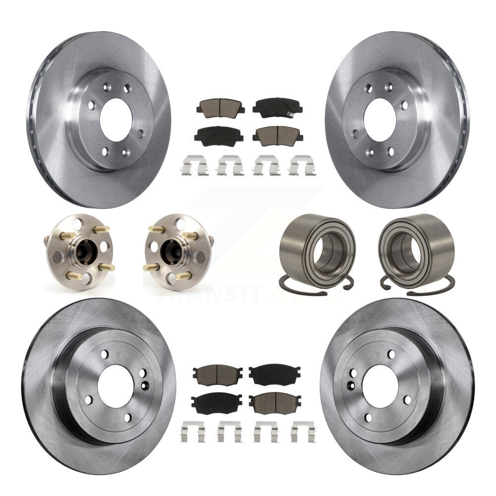 Hub Bearing Brake Rotor Pads Front Rear Kit (10Pc) For 11 Hyundai Accent Non-ABS