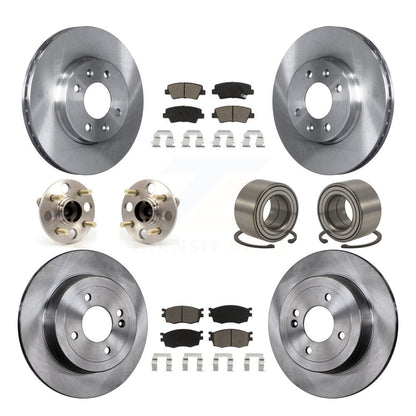 Hub Bearing Brake Rotor Pads Front Rear Kit (10Pc) For 11 Hyundai Accent Non-ABS