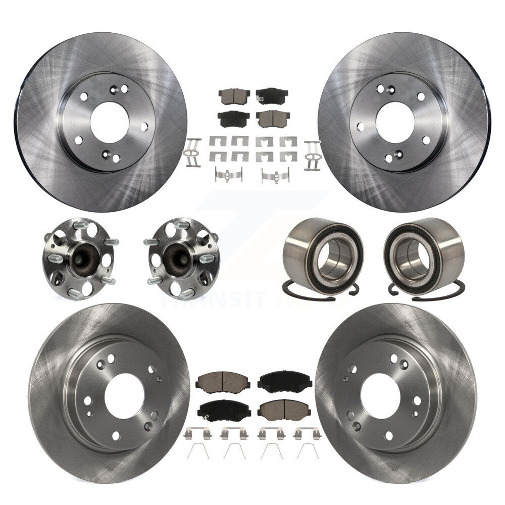 Wheel Hub Bearing Disc Brake Rotor And Pad Front Rear Kit (10Pc) For Honda Civic