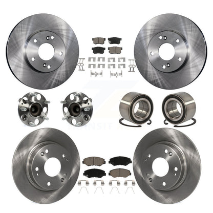 Wheel Hub Bearing Disc Brake Rotor And Pad Front Rear Kit (10Pc) For Honda Civic