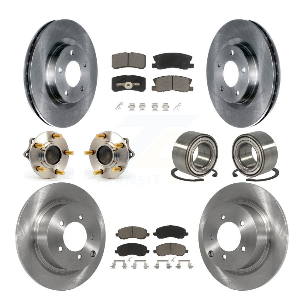 Hub Bearing Brake Rotor & Pads Front Rear Kit (10Pc) For Mitsubishi Lancer Sport
