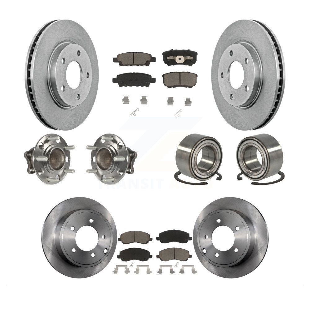 Hub Bearing Disc Brake Rotor And Pad Front Rear Kit (10Pc) For Mitsubishi Lancer
