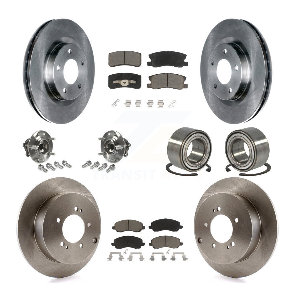 Hub Bearing Disc Brake Rotor Pads Front Rear Kit (10Pc) For Mitsubishi Outlander