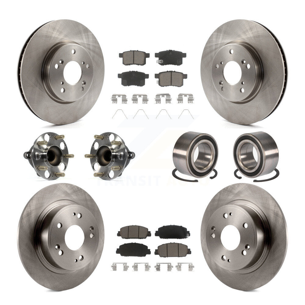 Hub Bearings Disc Brake Rotors And Pads Front Rear Kit (10Pc) For Honda Accord