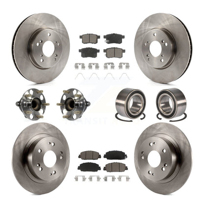 Hub Bearings Disc Brake Rotors And Pads Front Rear Kit (10Pc) For Honda Accord