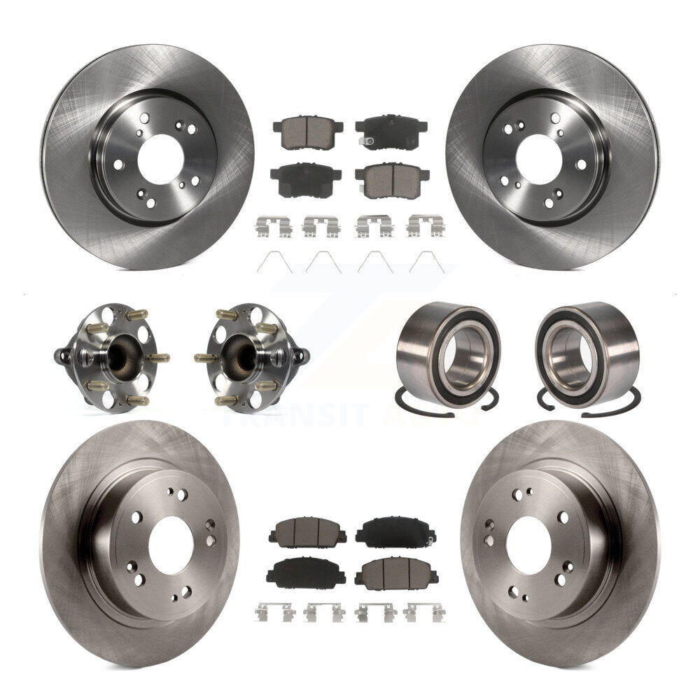 Hub Bearings Disc Brake Rotors And Pads Front Rear Kit (10Pc) For Honda Accord