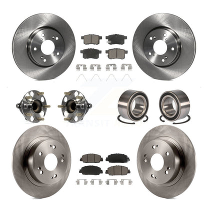 Hub Bearings Disc Brake Rotors And Pads Front Rear Kit (10Pc) For Honda Accord