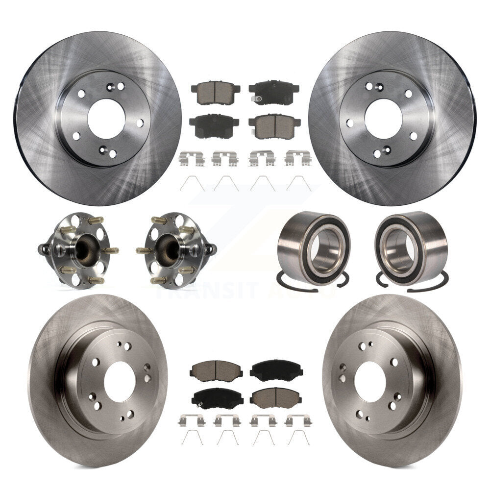 Hub Bearings Disc Brake Rotors And Pads Front Rear Kit (10Pc) For Honda Accord