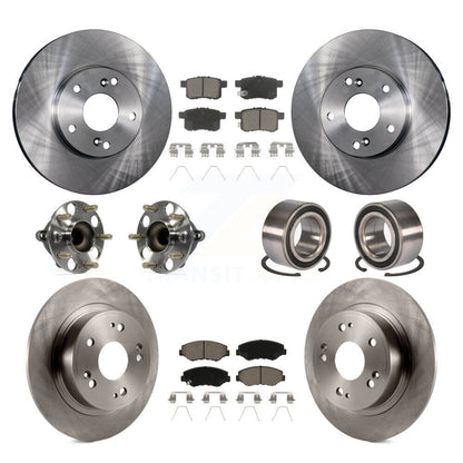 Hub Bearings Disc Brake Rotors And Pads Front Rear Kit (10Pc) For Honda Accord