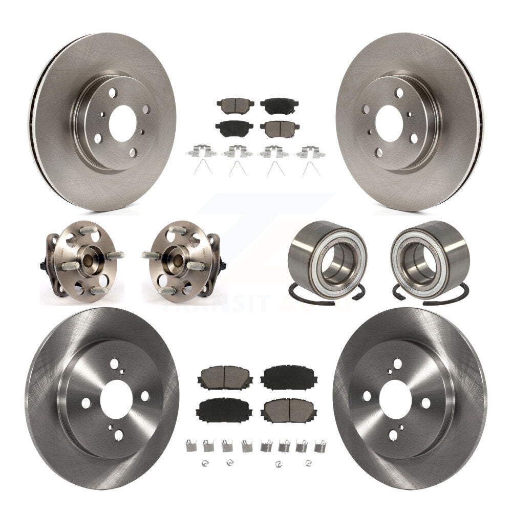 Hub Bearings Disc Brake Rotors And Pads Front Rear Kit (10Pc) For Toyota Yaris
