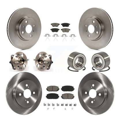 Hub Bearings Disc Brake Rotors And Pads Front Rear Kit (10Pc) For Toyota Yaris