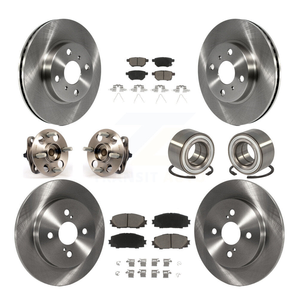 Hub Bearings Disc Brake Rotors And Pads Front Rear Kit (10Pc) For Toyota Yaris